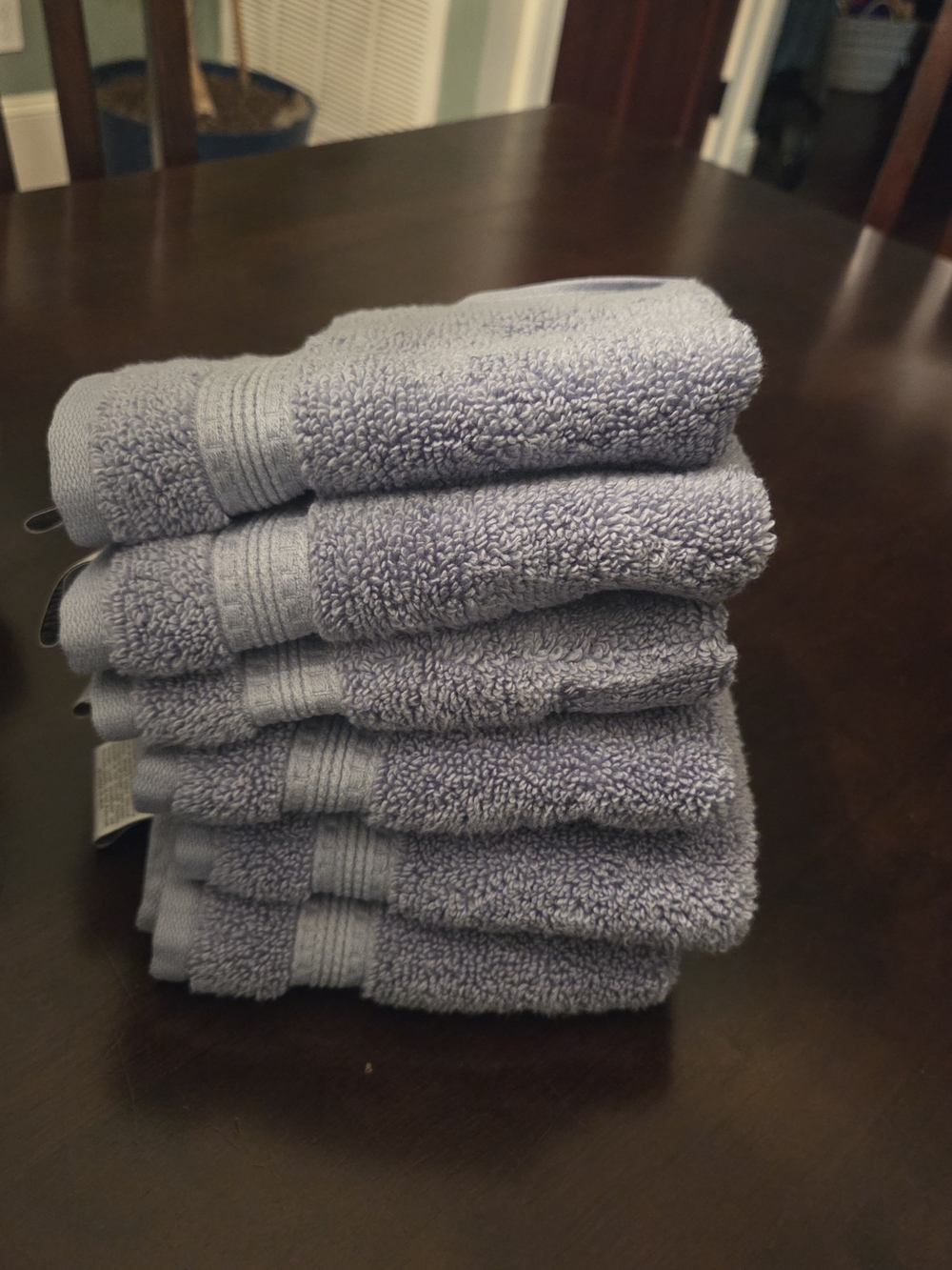 Charisma Plush Cotton Hand Towels Set Of 6- Bluish Grey